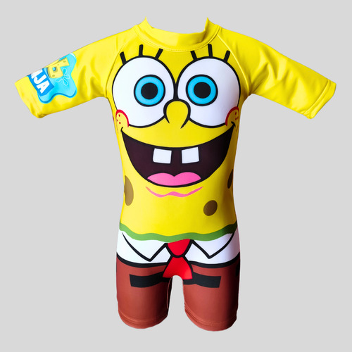 Traje De Baño Completo Niño Compatible Bob Esponja Amarillo 6-8 Años