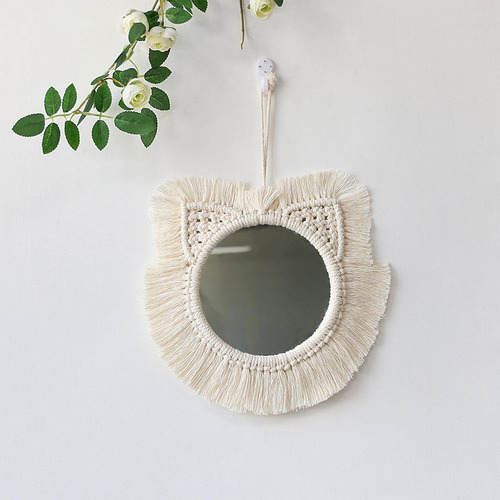Espejo De Pared Colgante De Macramé, Espejo Cosmético Para