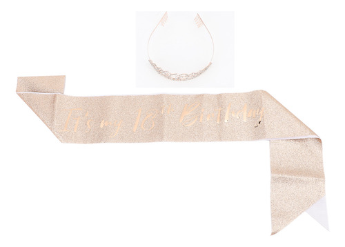 18th Birthday Crown Sash And Sparkling Rhinestone Rose Gold