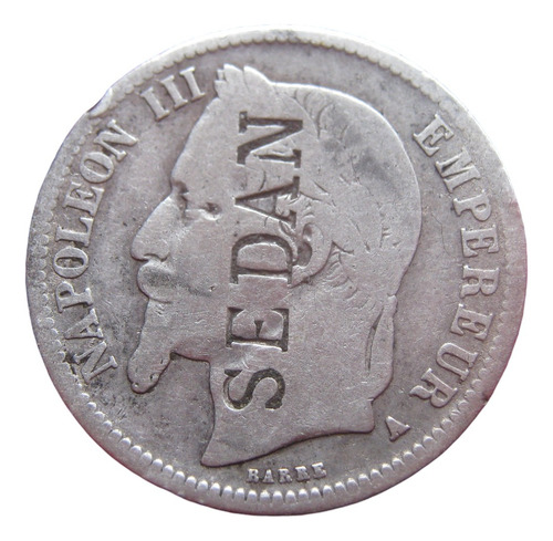 Francia 1 Franco 1867 Plata Satírica De La Batalla Del Sedan (Usado)