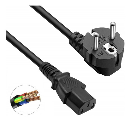 Cable De Poder Schuko 1.5m Para Pc Torre Notebook Clicshop
