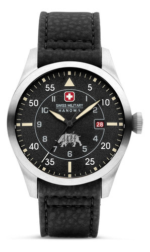 Reloj Swiss Military Smwgn0001201 Para Hombre Cristal Zafiro Color de la malla Negro Color del bisel Gris/Rojo Color del fondo Negro