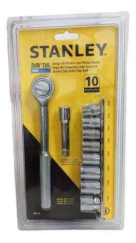 Jgo De Dados 3/8  Métrico 10 Pzas Rachet/ext Stanley 86-218