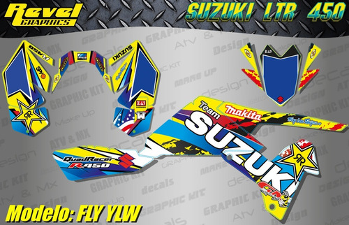 Kit Calcos Gráfica Suzuki Ltr 450 Usa Fly  Envio Gratis