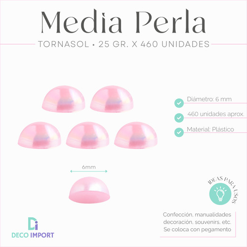 460 Media Perla Tornasol 6mm X 25gr Confección Souvenirs