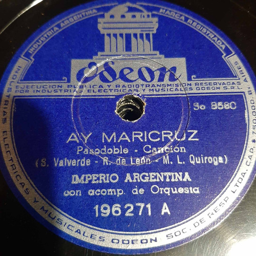 Pasta Imperio Argentina Acomp Orq 4 Guitarras Odeon C362