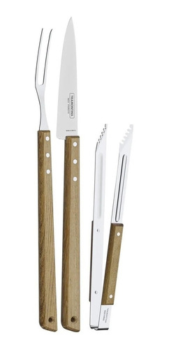 Juego Set Asado Churrasco Tramontina Acero Inoxi Madera 3pz