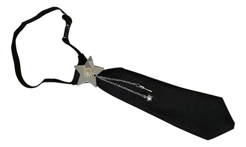 Gravata Preta Punk Japonesa Com Forma De Estrela E Corrente