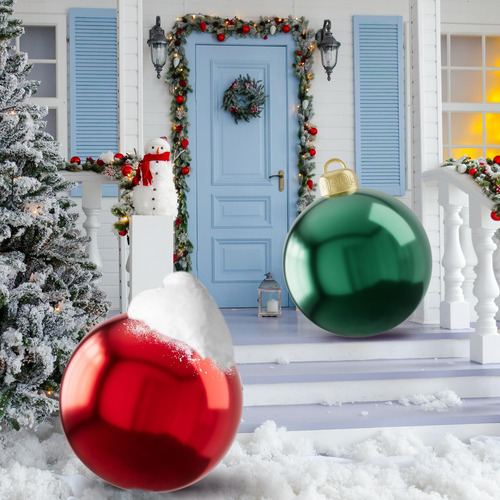 Bolas Inflables De Pvc Rojas De 61 Cm Para Decoración Navide