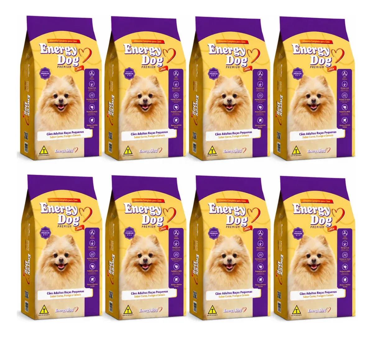 Kit 8 Ração Para Cães De Raças Pequenas Energy Dog 1kg