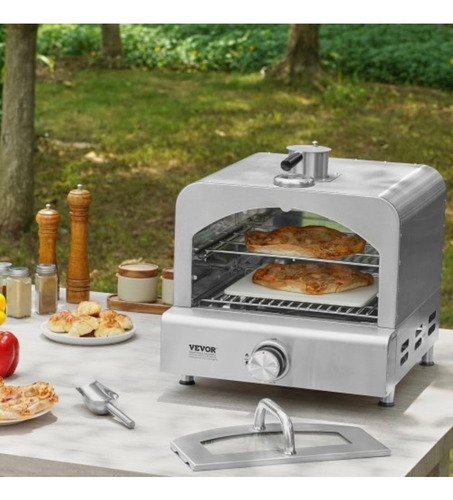 Horno Pizza Portatil Exteriores 11 Pulg Acero Inoxidable Plateado