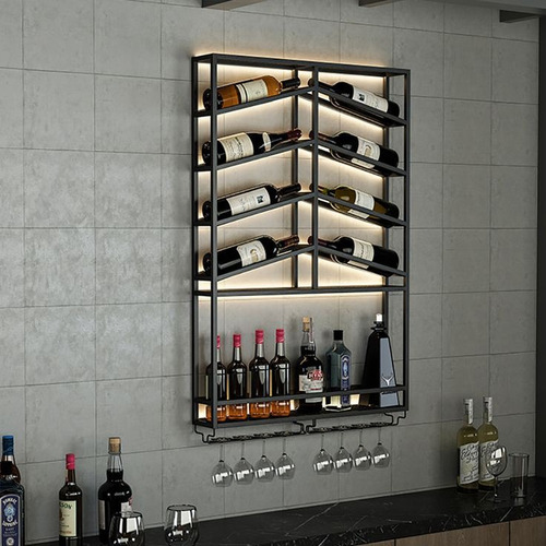 Estanteria De Metal Para Vinos Y Copas,decoracion Y Bar