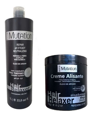 Creme Alisante 1kg + Shampoo Neutralizante Hair Mutation 1l