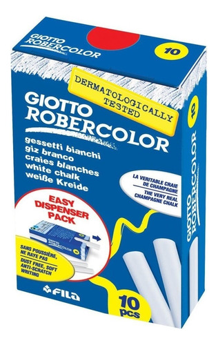 Giotto Robercolor X 10 gizes brancos antialérgicos com baixo teor de poeira