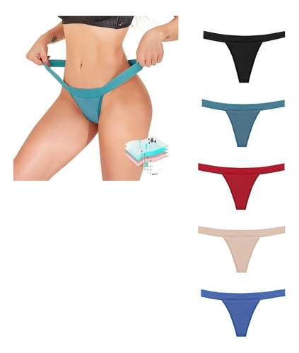 5 Pcs-bragas Menstruales Tipo Tanga De 4 Capas Para Mujer