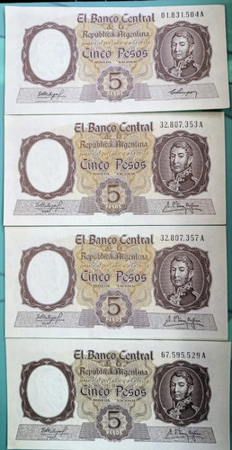 Billete 5 Peso Moneda Nacional Serie 2 Años 60' Impecable!