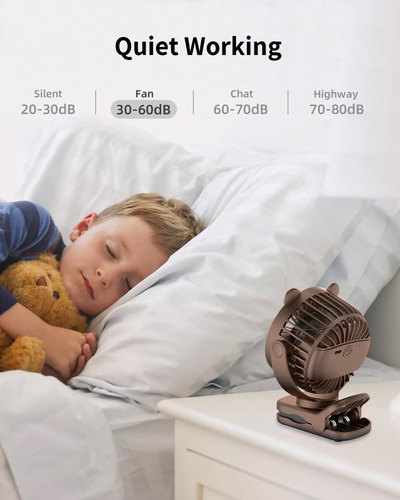 Ventilador Portátil Recargable Con Clip 3 Velocidades Rotaci