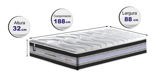 Colchão solteiro de molas ensacadas D33 cama inBox Select Firme 88x188x32cm preto