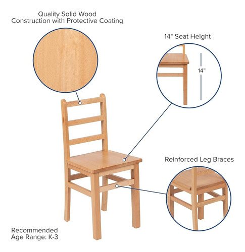 Juego De Mesa Y Sillas De Madera Natural Para Niños - 3 Piez
