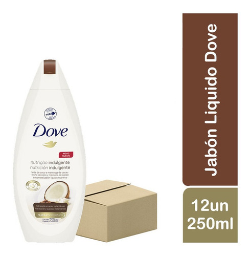 Pack X 12 Un Dove Jabon Liquido Con Leche De Coco X 250 Ml