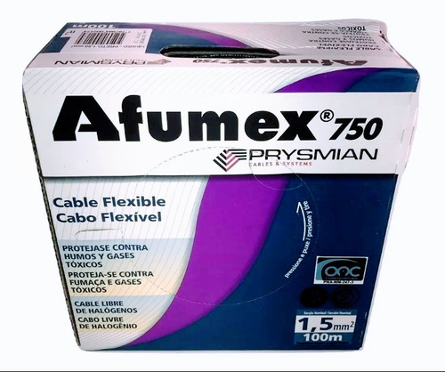 Cable Unipolar 1,5mm Afumex 750 Prysmian 100mtsmarrón Oscuro Color de la cubierta Marrón oscuro