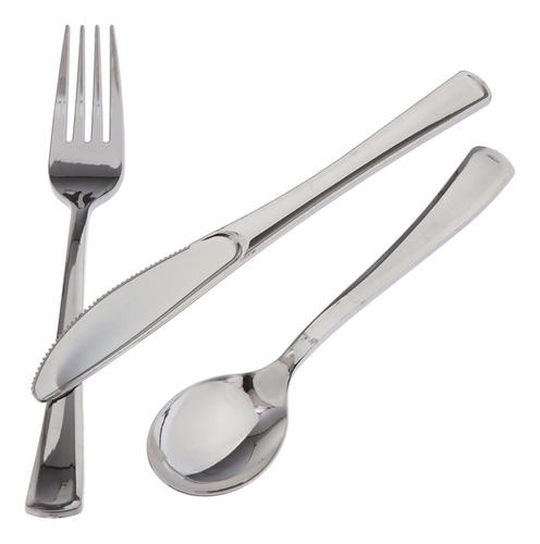 4 Cubiertos Desechables De 18 Plata Plata Tal Como Se