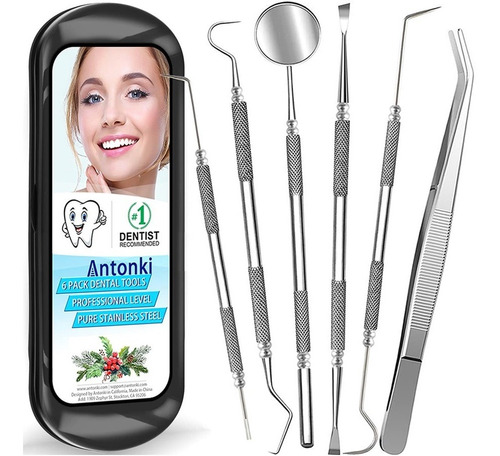 Kit Básico Dental En Acero Inoxidable X 6 Piezas Negro