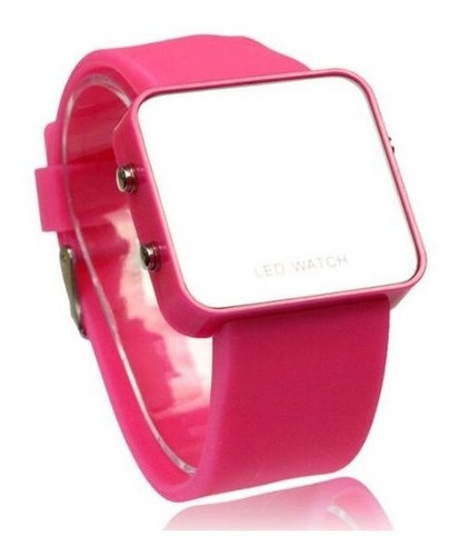 Relógio Digital Feminino Led Pulseira Borracha Espelhado