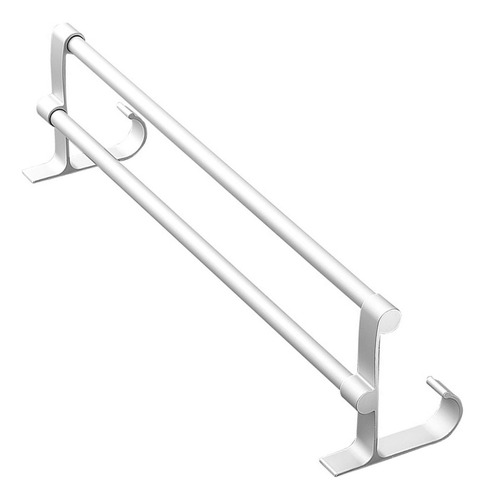 Toallero De Aluminio Con Barra Doble, Color Blanco Plateado,