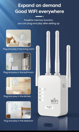 Repetidor Wifi Longo Alcance 1200 Mbps - Whole House Branco