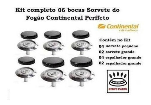 Kit Espalhador + Queimador Fogão Continental Perfetto 6 B