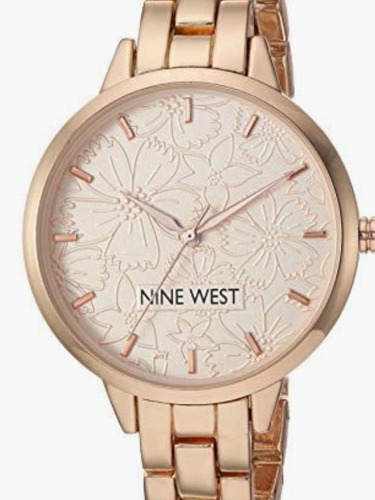 Reloj Nine West Dama De Diseñador Oro Rosa Flores 2226 Dht