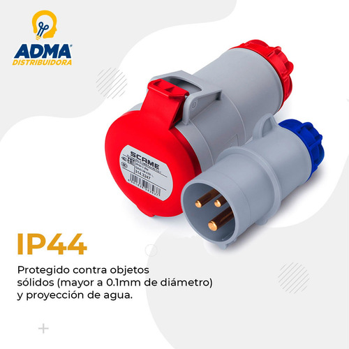 Ficha Industrial Hembra Acople Scame 3p+t 32a 6h Ip44