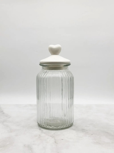 Set Frascos De Vidrio Con Tapa De Corazón Almacenar Cocina Blanco