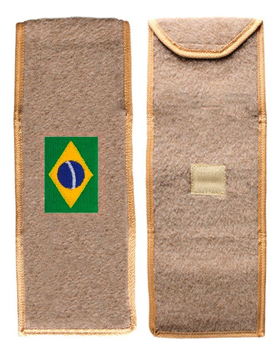 Capa Porta Triangulo Bordado Bandeira Brasil Automotivo Bege