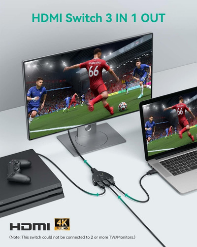 Switch Hub Multiplicador Hdmi 4k 3 En 1 Salida Resistente