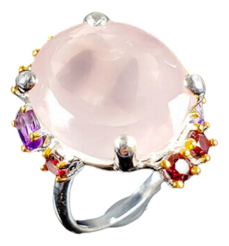 Anillo De Cuarzo Rosa Natural,  N06