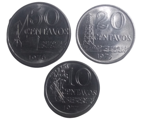 Monedas De Brasil 50, 20 Y 10 Centavos  Cruzeiro 3 Piezas 