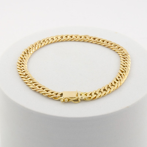 Pulseira Feminina Ouro 18k Grumet Dupla 6.7 21 Cm Novidade