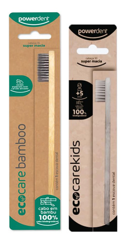 Kit Escova Dental Ecocare Bamboo Adulto E Infantil