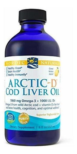 Aceite De Higado Bacalao Arctic-d Clo, Nordic Naturals 8 Oz Sabor Limón