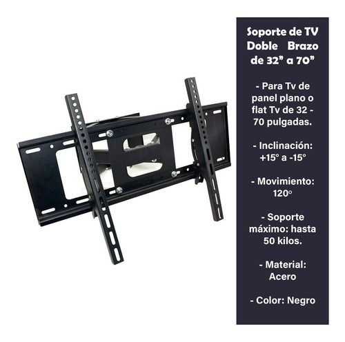 Imagen 2 de 9 de Soporte De Tv 50 Pulgadas Inclinacion Pared