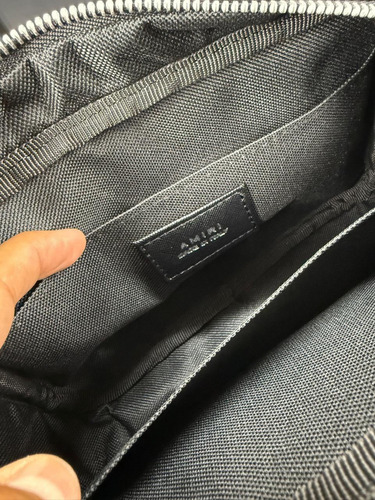 Bolso Tipo Sobre De Mano Para Hombre Negro Bordado Blanco Níquel