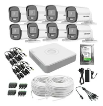 Comprar Kit Dvr 8 Camaras Hikvision Colorvu Color De Noche + Cables