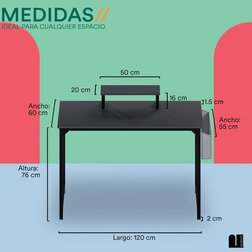 Escritorio Minimalista Con Archivero Para Computadora Negro