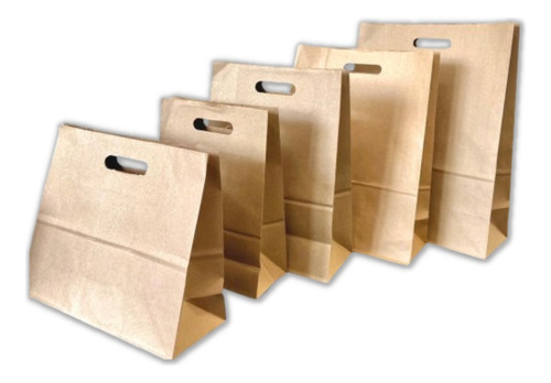 Bolsa Kraft Papel Madera Marrón C/manija Troquel 30x40 X50 U