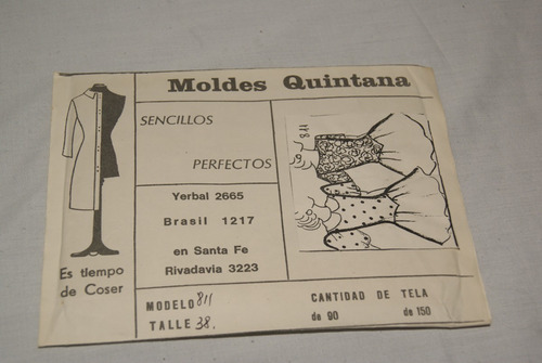 3 Antiguos Sobres Con Moldes Quintana (precio Por Todos)