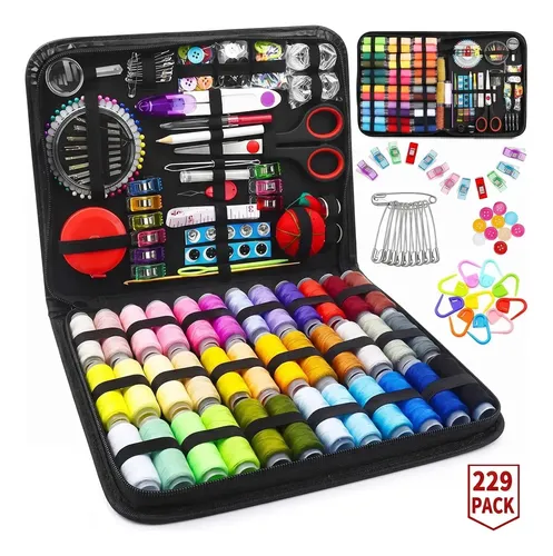 Kit De Costura Completo 229 Peças Com Linha E Agulha Várias Cores