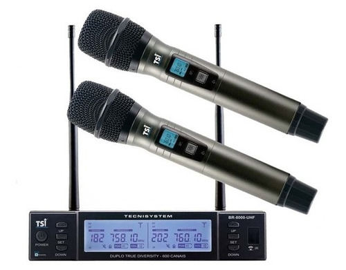 Microfone Sem Fio Duplo Tsi Br 8000 Com 2xs True Diversity