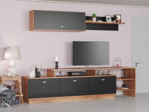Imagen 3 de 9 de Mesa Tv 1.80 Mueble Rack Moderno Melamina Modular